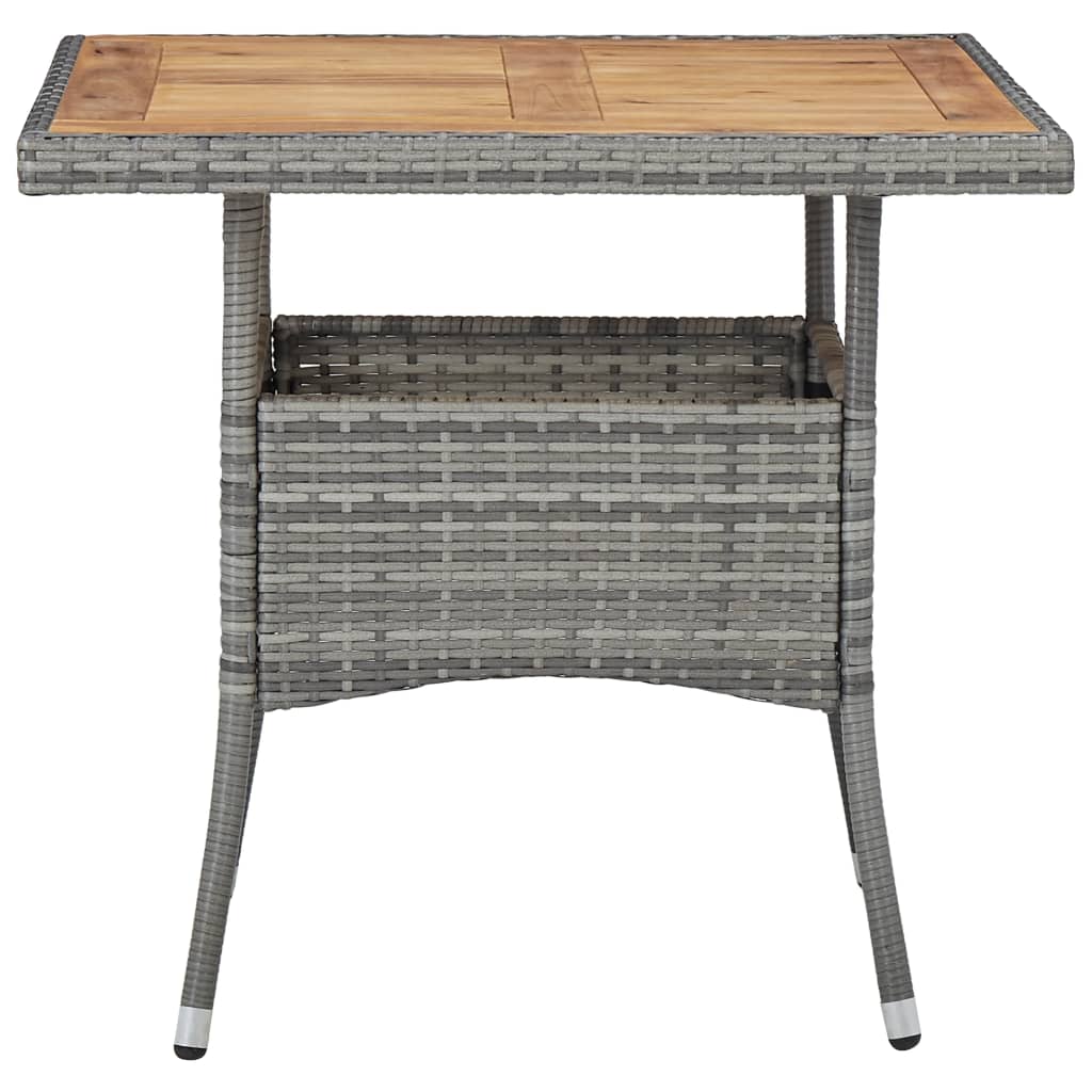 3 Piece Garden Dining Set Poly Rattan and Acacia Wood Grey