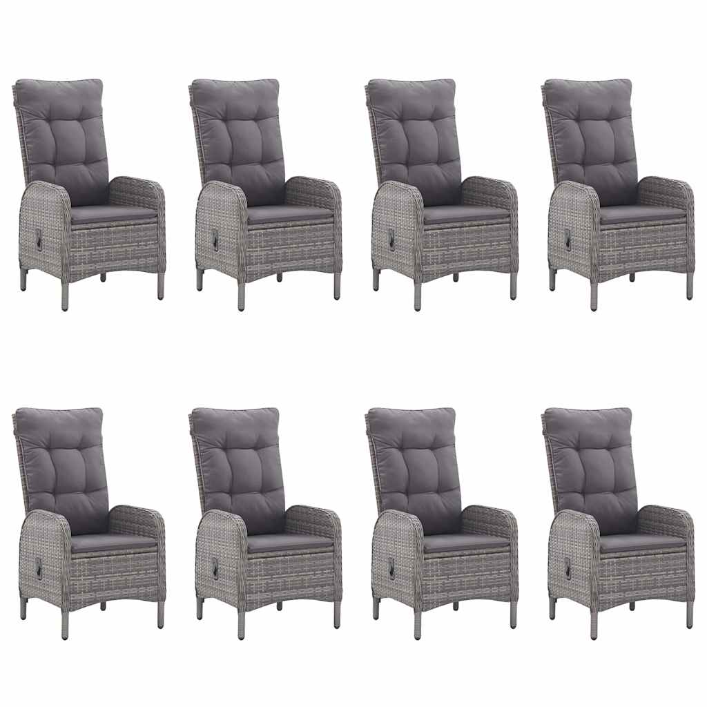9 Piece Garden Dining Set Poly Rattan and Acacia Wood Grey
