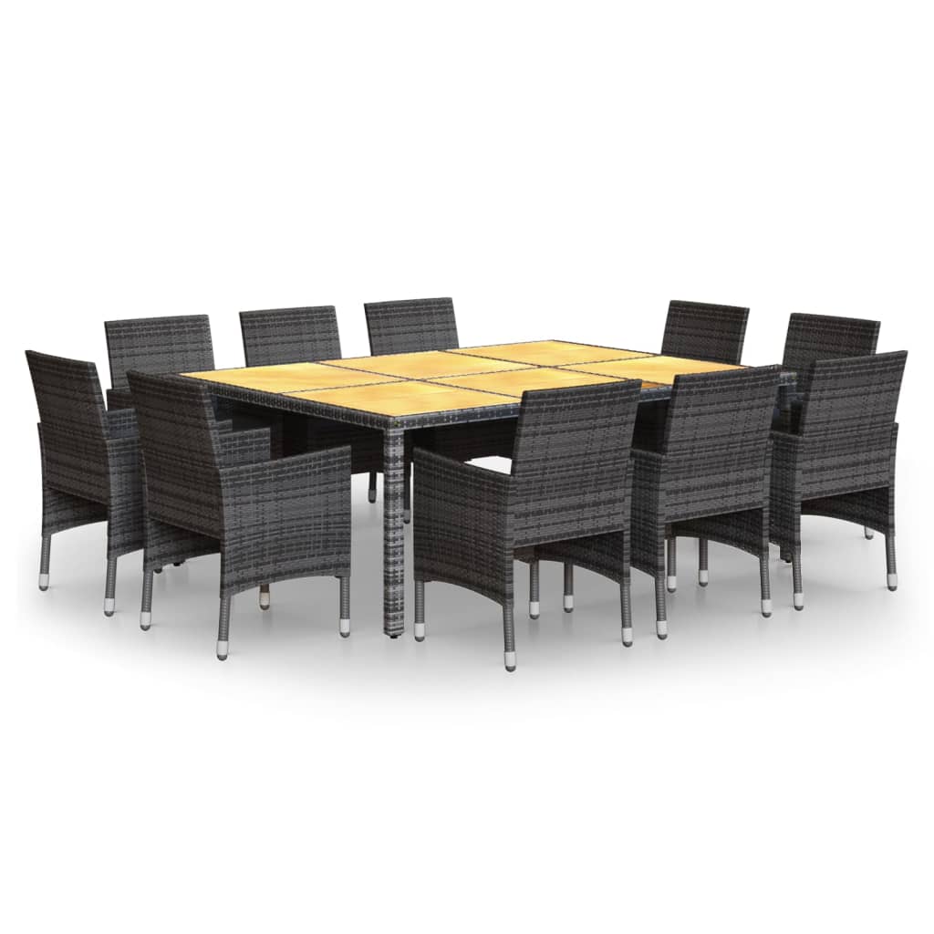 11 Piece Garden Dining Set Poly Rattan Grey