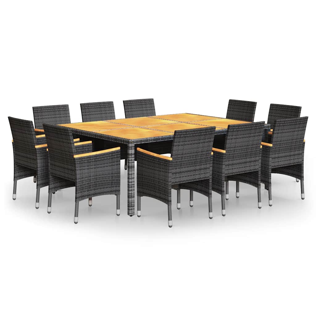 11 Piece Garden Dining Set Poly Rattan Grey