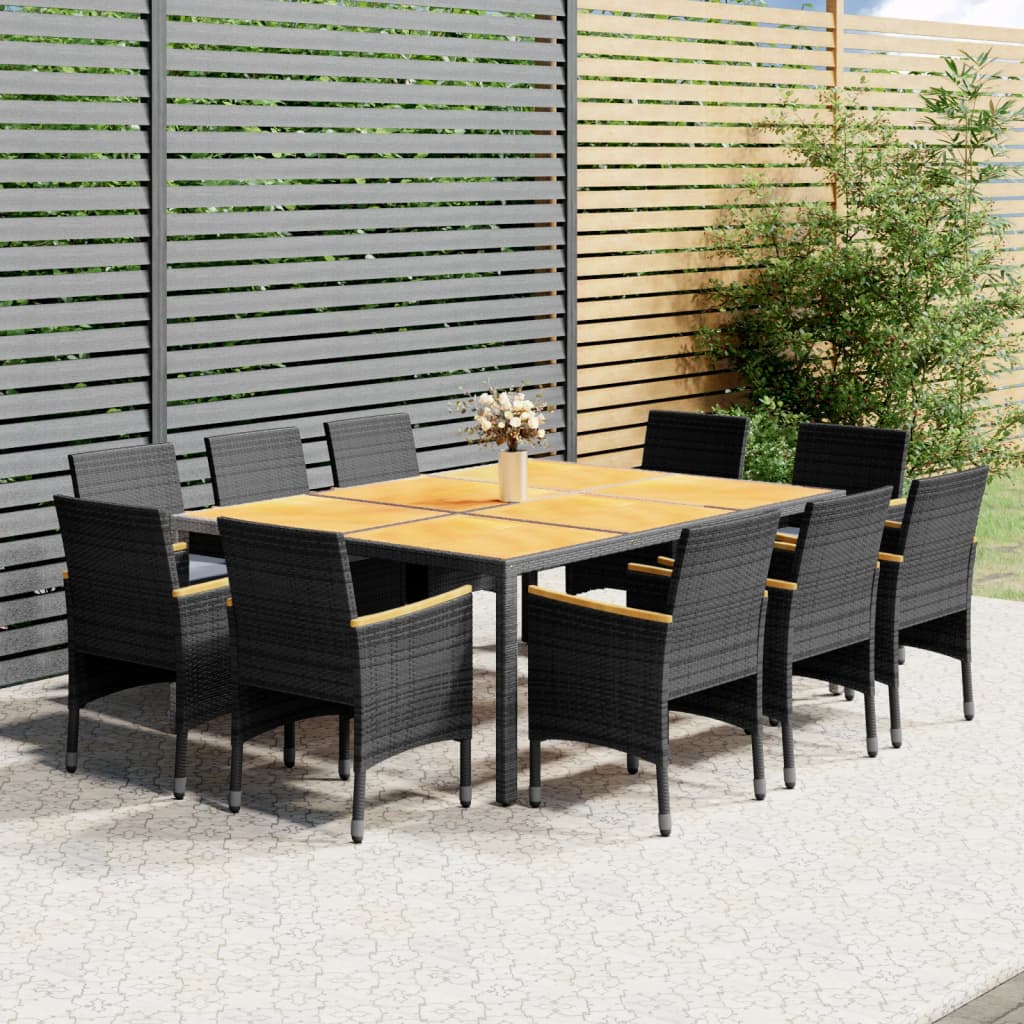 11 Piece Garden Dining Set Poly Rattan Grey