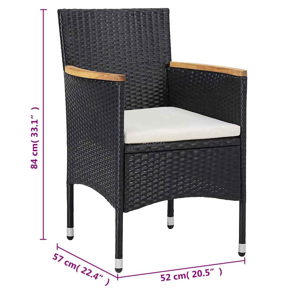 11 Piece Garden Dining Set Poly Rattan Black