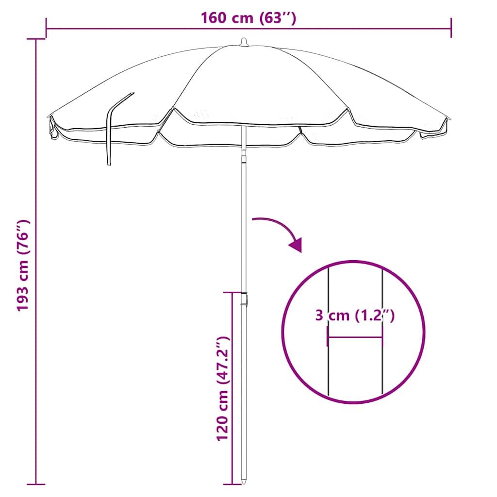 Garden Parasol with Steel Pole Sand 180 cm