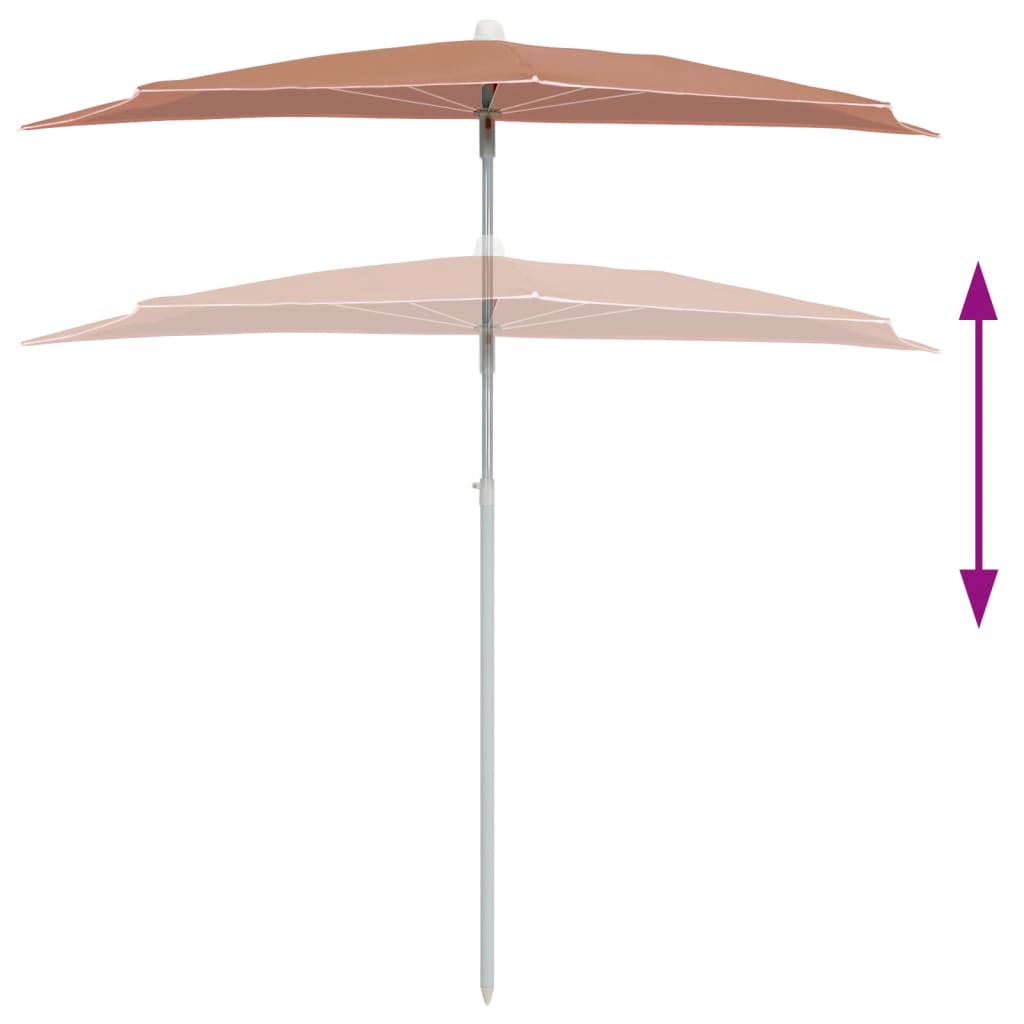 Garden Half Parasol with Pole 180x90 cm Terracotta