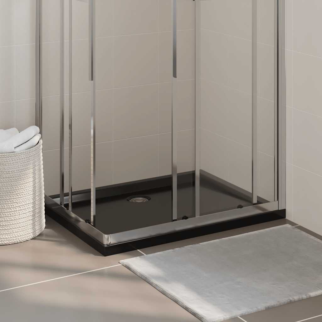Rectangular ABS Shower Base Tray Black 70x90 cm