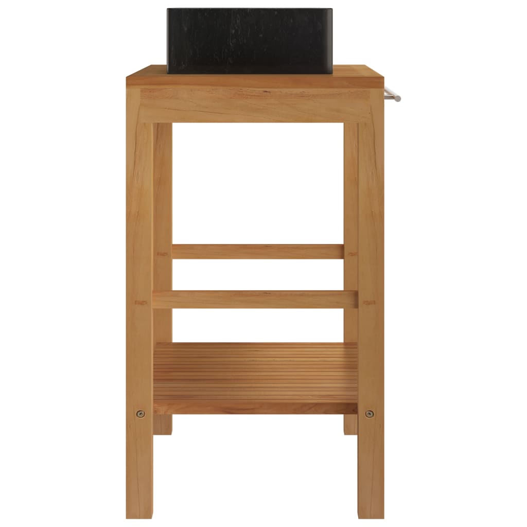 Bathroom Vanity Cabinet Solid Wood Teak with Sink Marble Black