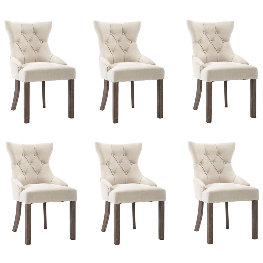 Dining Chairs 6 pcs Beige Fabric