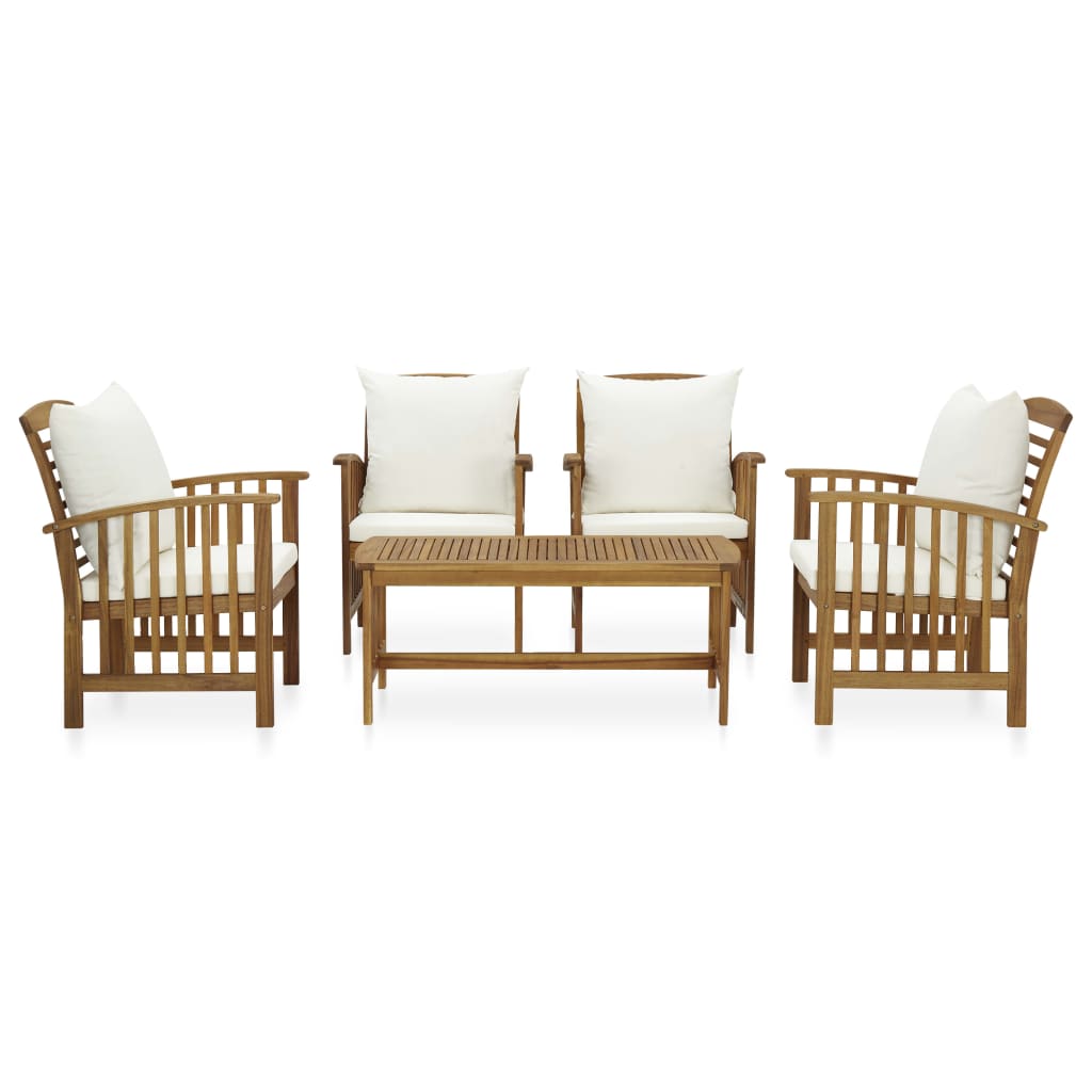 5 Piece Garden Lounge Set with Cushions Solid Acacia Wood (310255+2x310257)