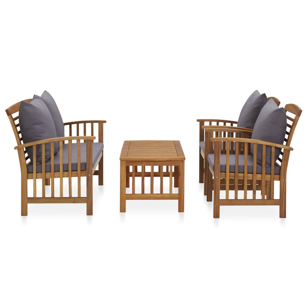 4 Piece Garden Lounge Set with Cushions Solid Acacia Wood (310258+310264)