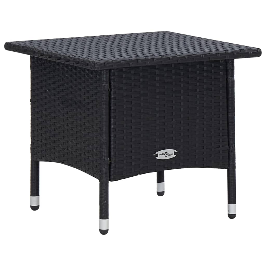 3 Piece Garden Lounge Set with Cushions Poly Rattan Black