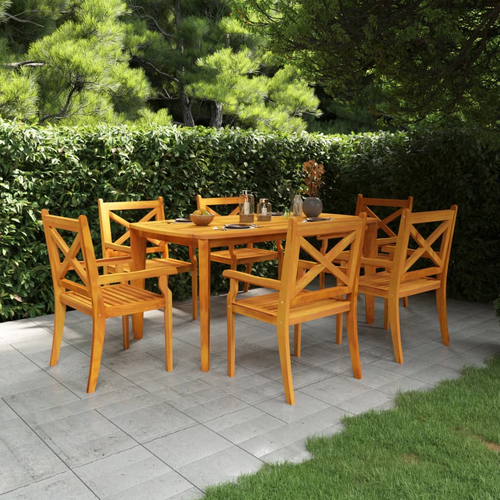 7 Piece Garden Dining Set Solid Wood Acacia