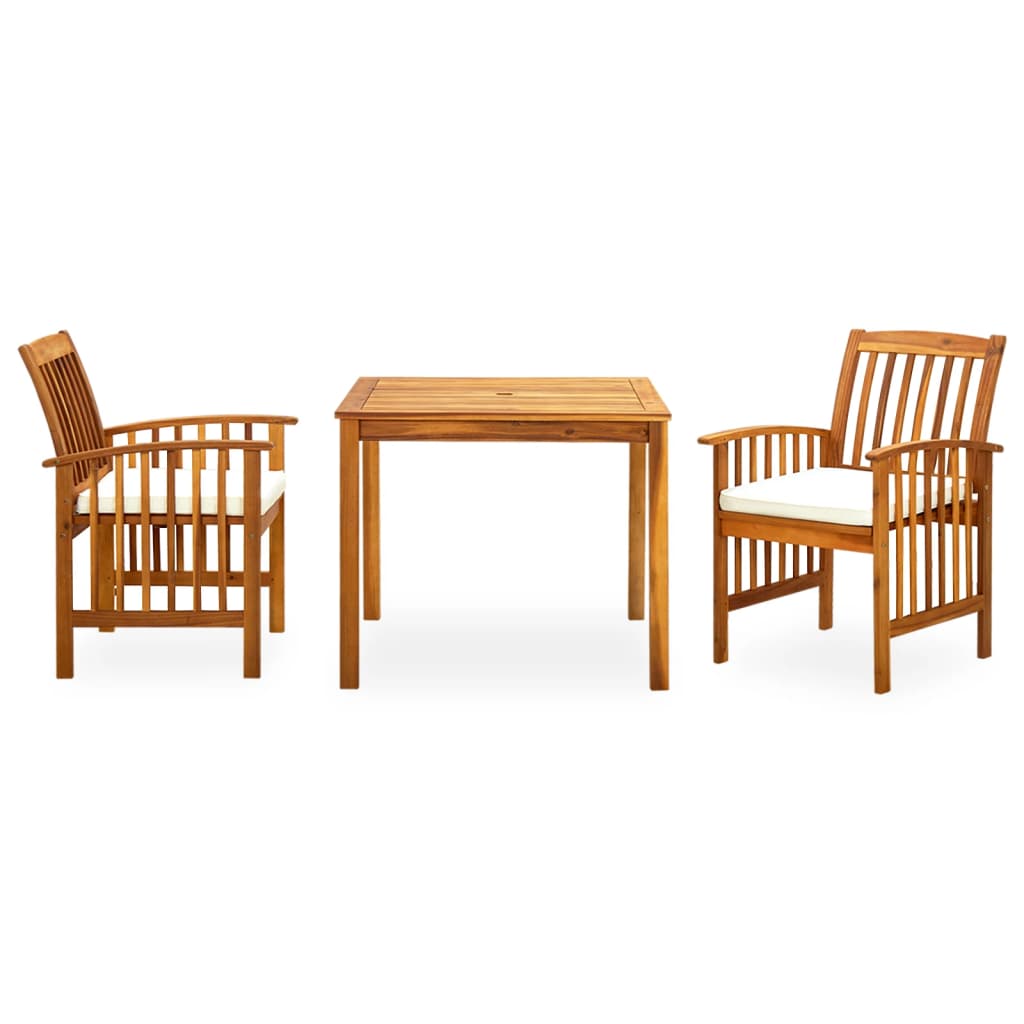 3 Piece Garden Dining Set with Cushions Solid Acacia Wood