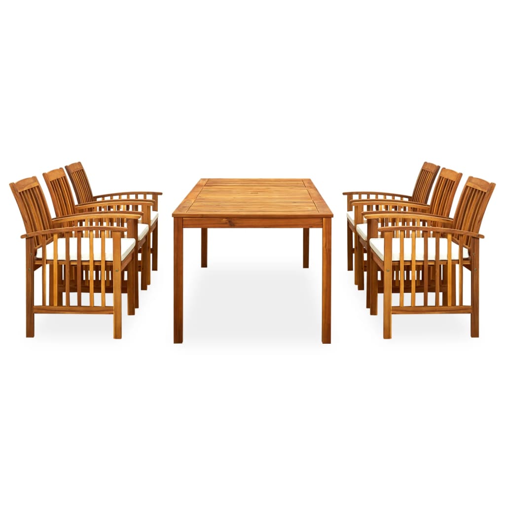 7 Piece Garden Dining Set with Cushions Solid Acacia Wood