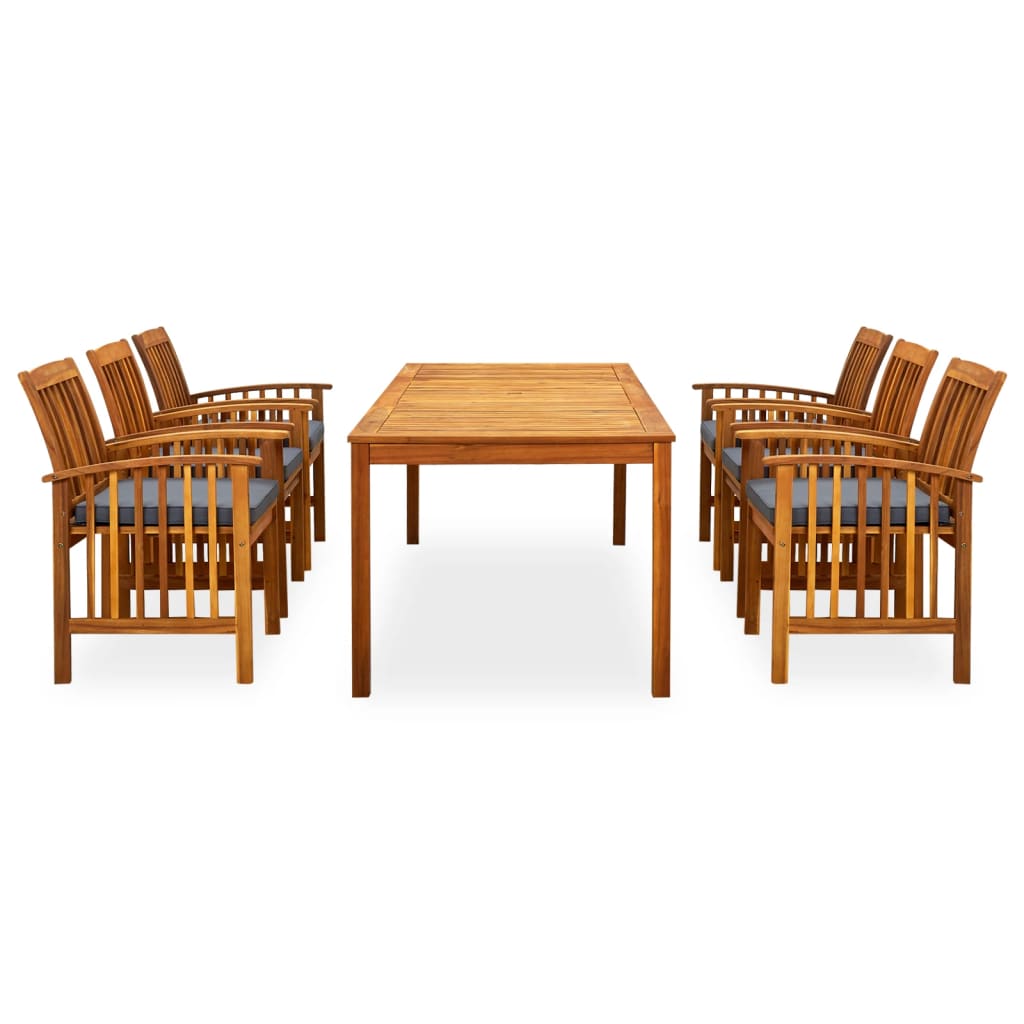 7 Piece Garden Dining Set with Cushions Solid Acacia Wood