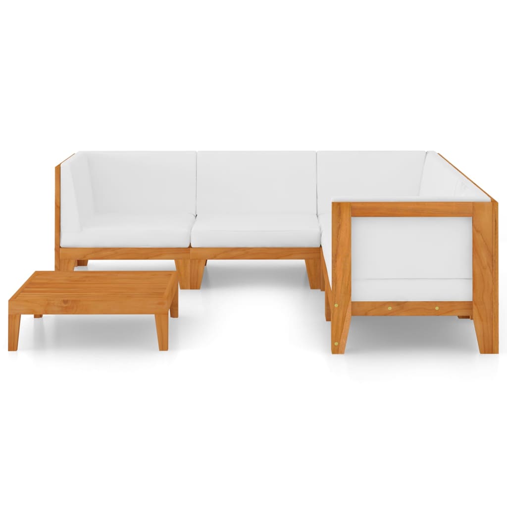 6 Piece Garden Lounge Set with Cushions Solid Acacia Wood