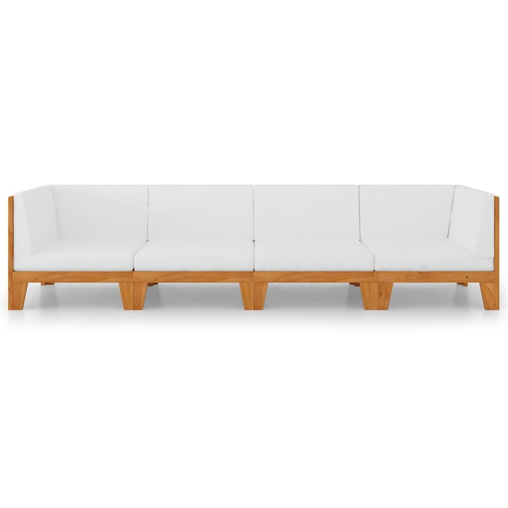 4 Piece Garden Lounge Set with Cushions Solid Acacia Wood