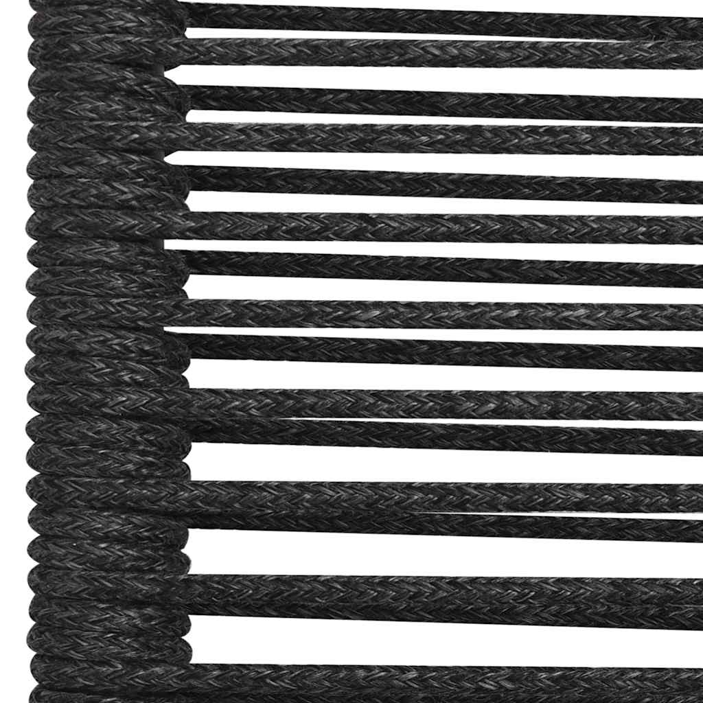 5 Piece Garden Dining Set Cotton Rope and Steel Black