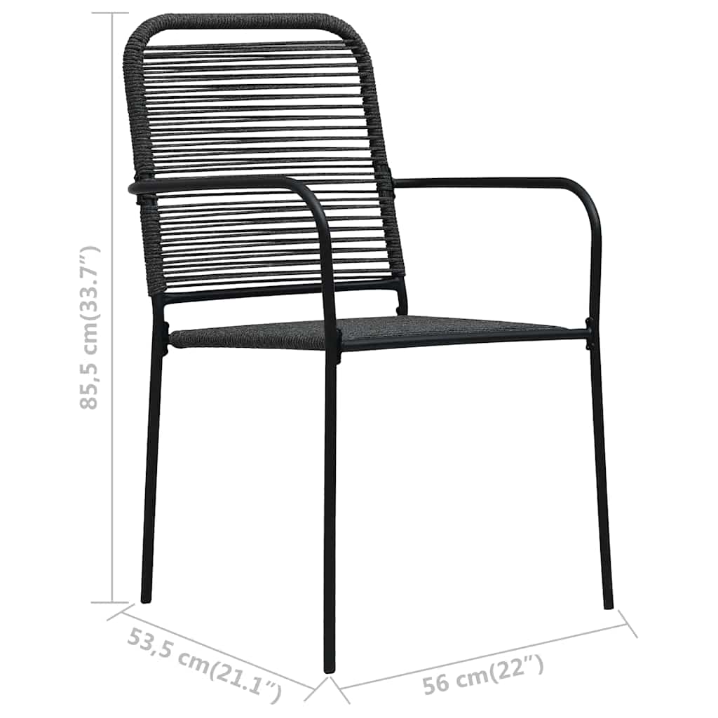 5 Piece Garden Dining Set Cotton Rope and Steel Black