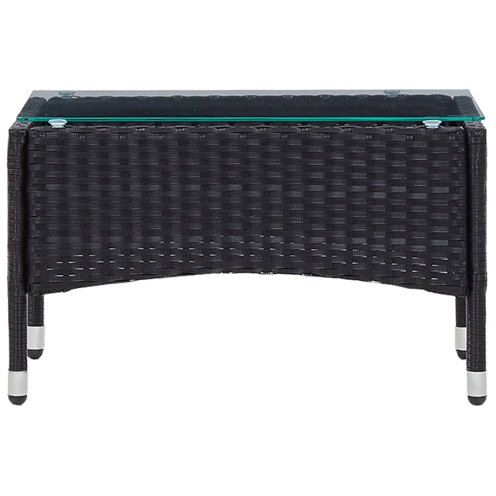 2 Piece Garden Lounge Set with Cushion Poly Rattan Black