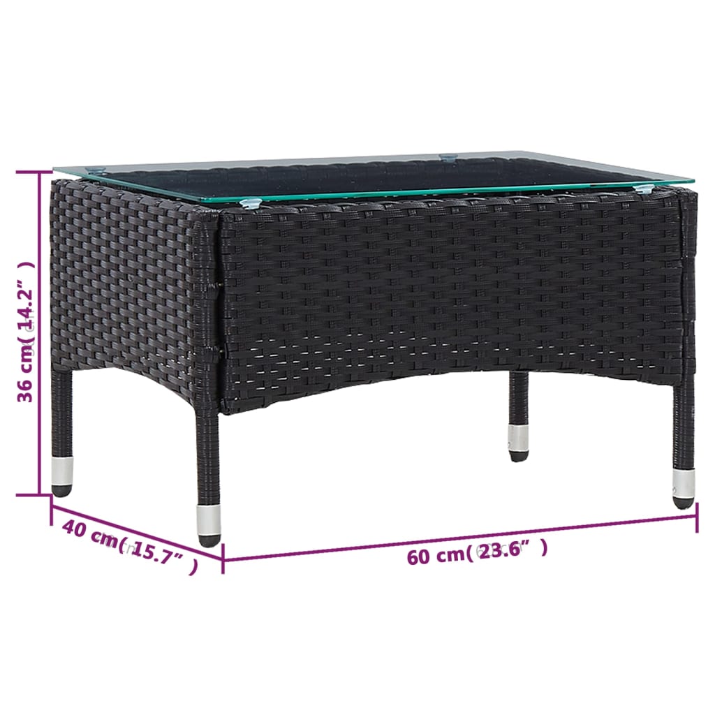 2 Piece Garden Lounge Set with Cushion Poly Rattan Black