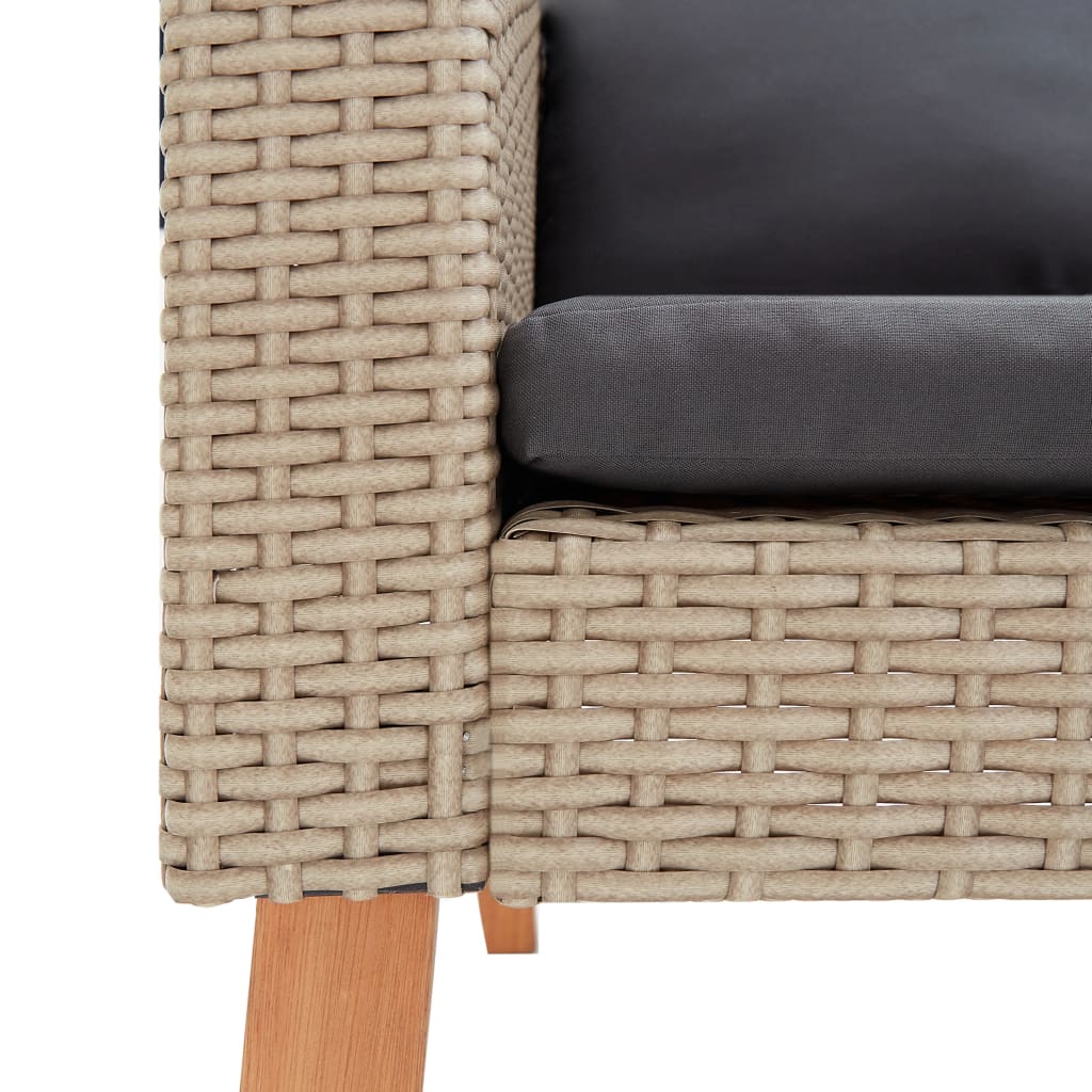 3 Piece Garden Lounge Set with Cushions Poly Rattan Beige