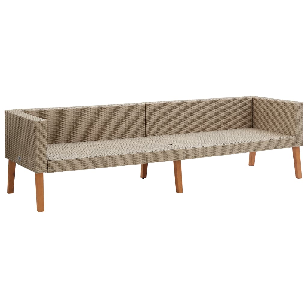 3 Piece Garden Lounge Set with Cushions Poly Rattan Beige