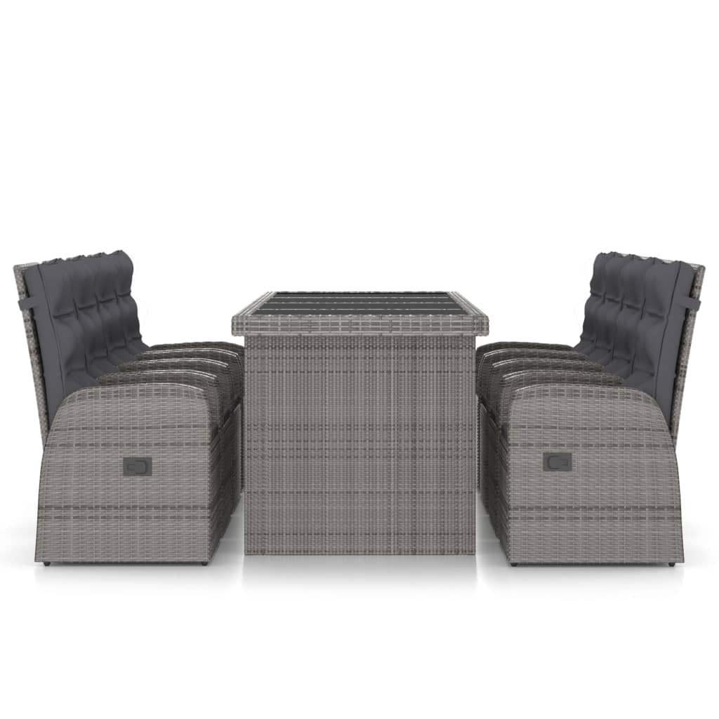 9 Piece Outdoor Dining Set with Cushions Poly Rattan Grey