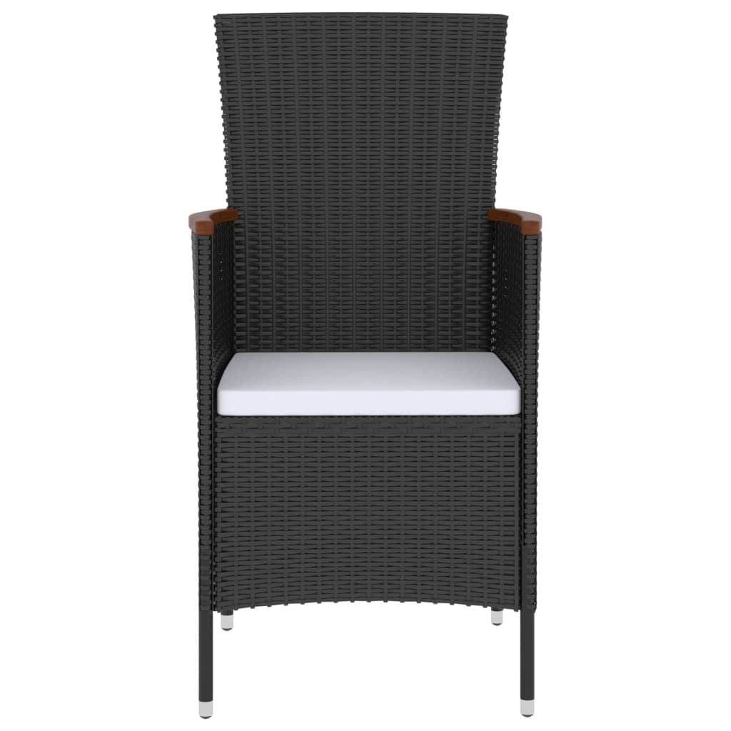 5 Piece Outdoor Dining Set with Cushions Poly Rattan Black