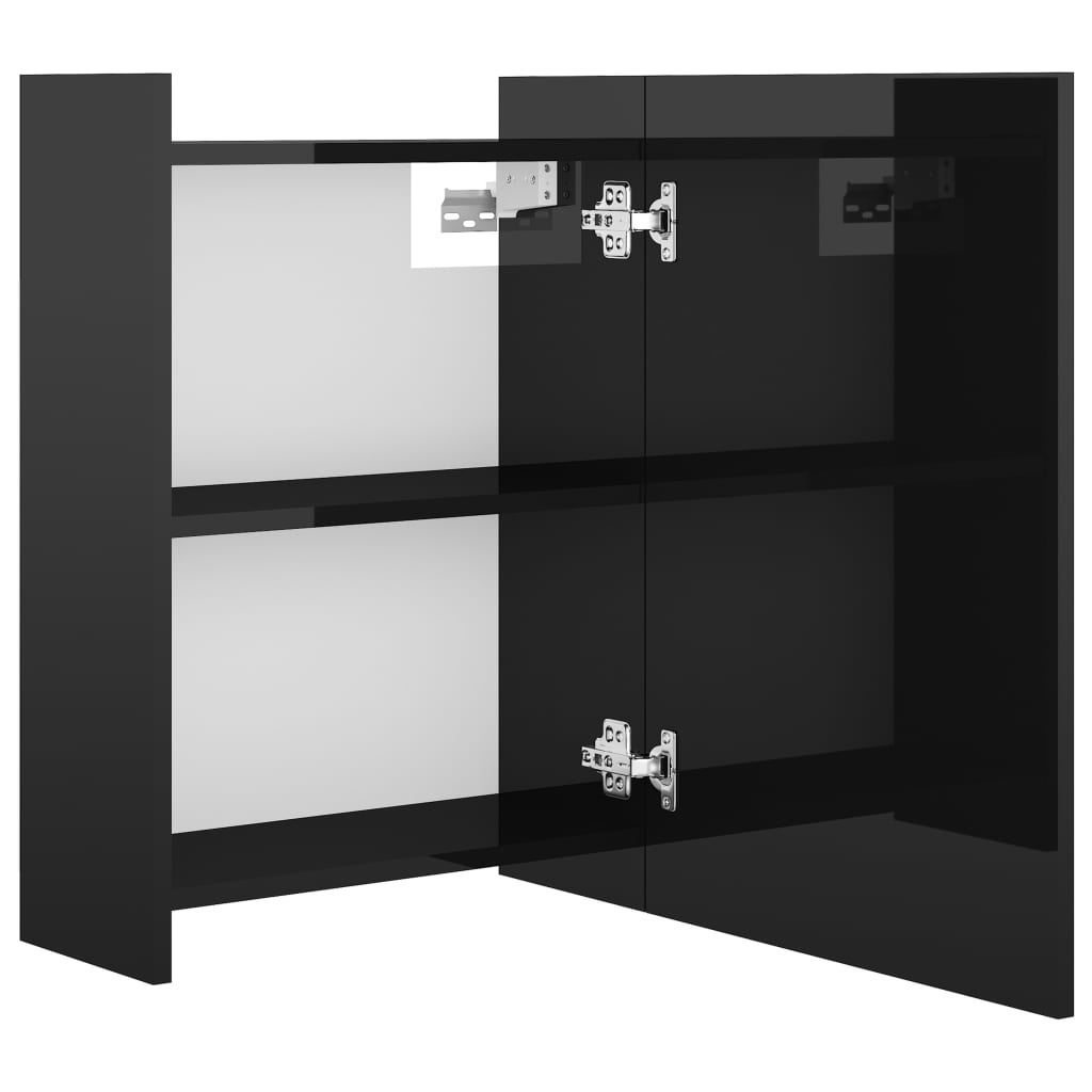 Bathroom Mirror Cabinet High Gloss Black 62.5x20.5x64 cm Engineered Wood