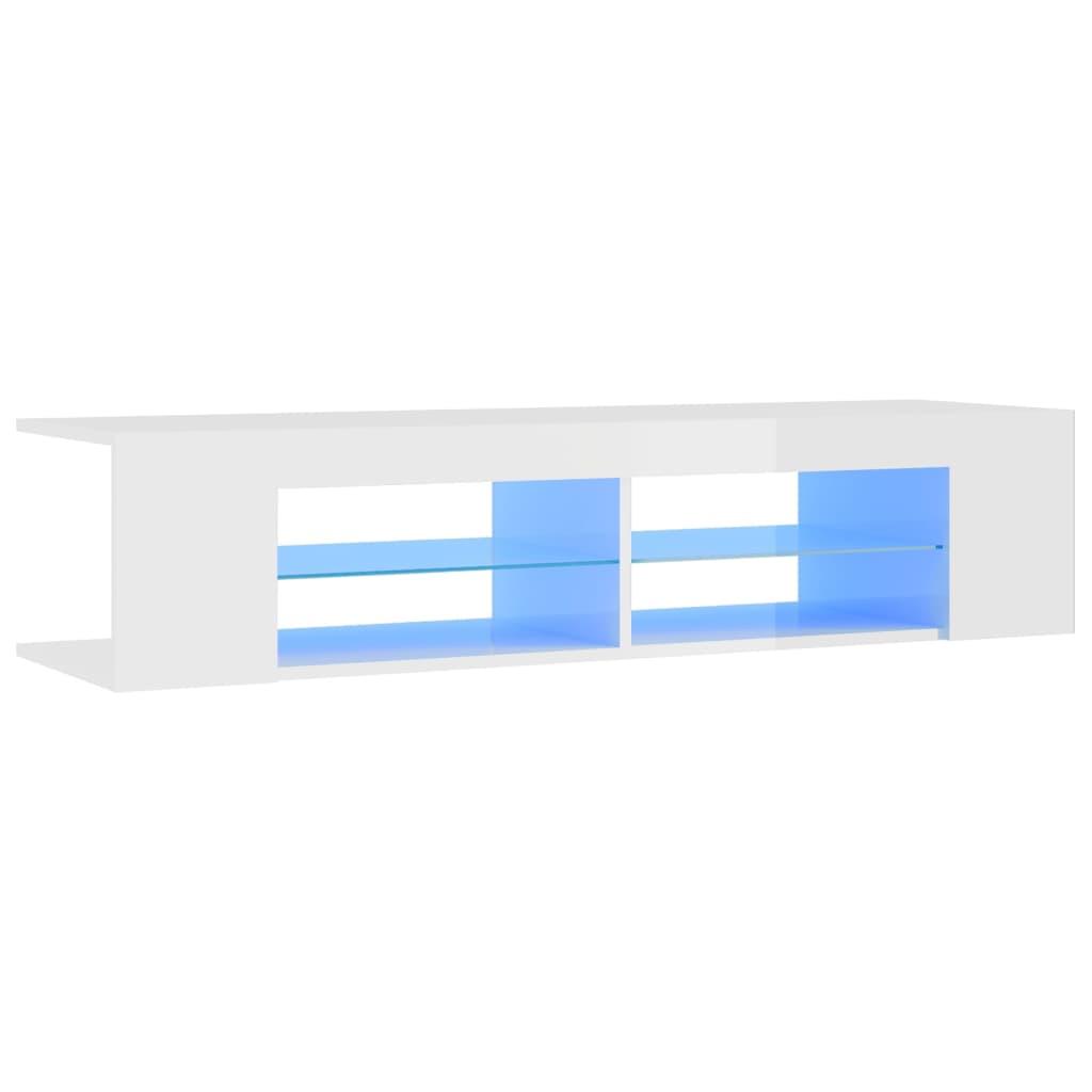 TV Cabinet with LED Lights High Gloss White 135x39x30 cm