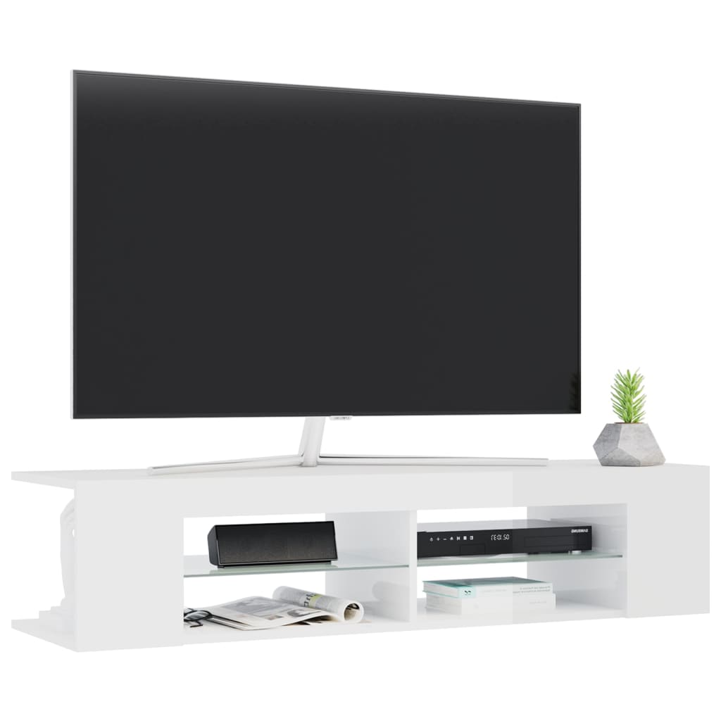 TV Cabinet with LED Lights High Gloss White 135x39x30 cm
