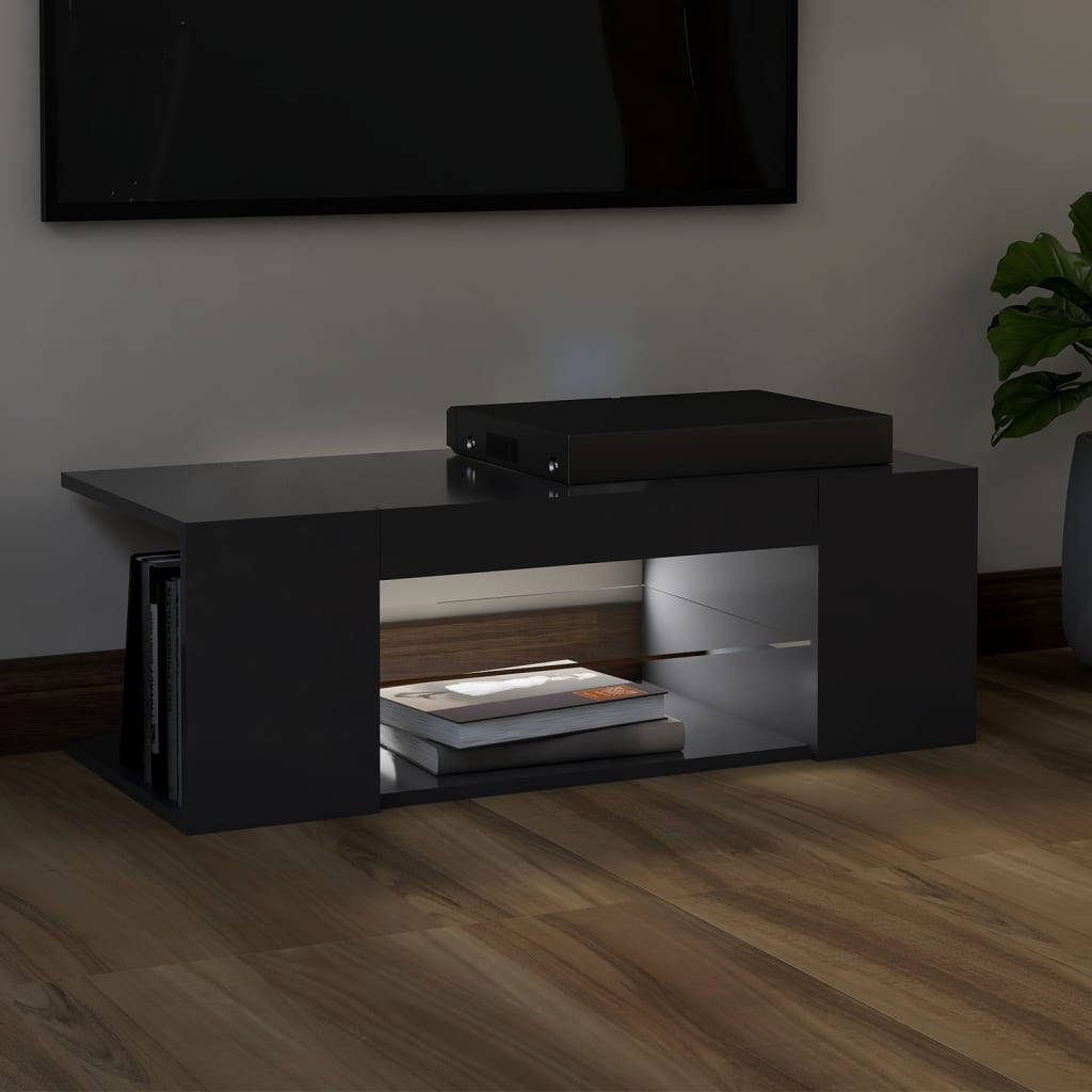 TV Cabinet with LED Lights Grey 90x39x30 cm