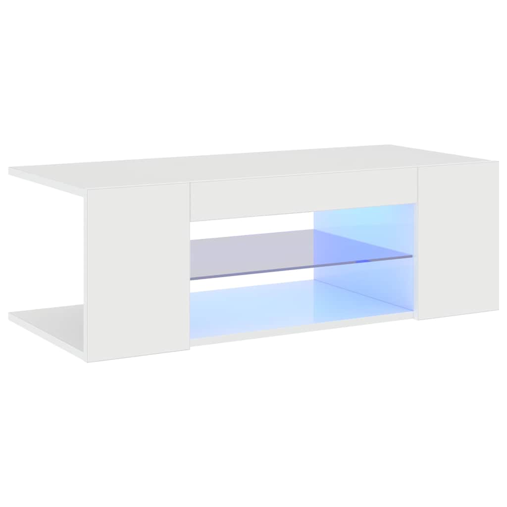 TV Cabinet with LED Lights High Gloss White 90x39x30 cm