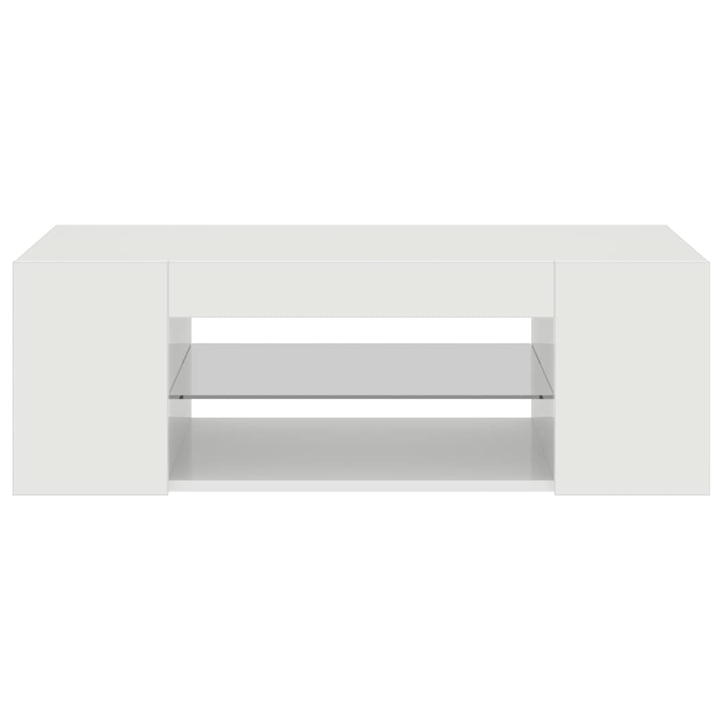 TV Cabinet with LED Lights High Gloss White 90x39x30 cm