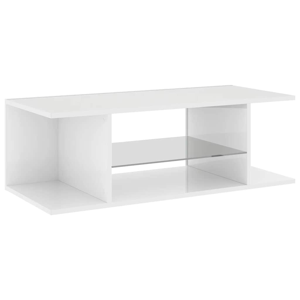 TV Cabinet with LED Lights High Gloss White 90x39x30 cm
