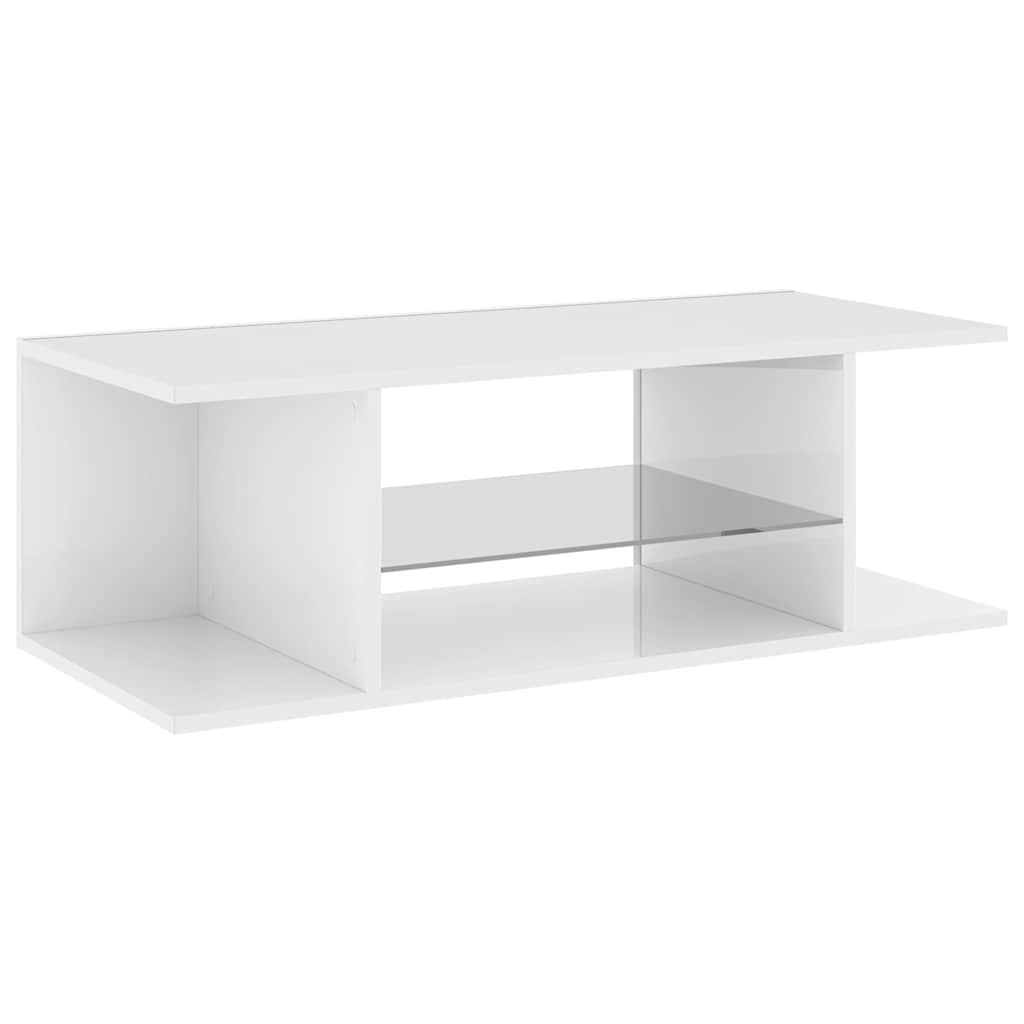 TV Cabinet with LED Lights High Gloss White 90x39x30 cm