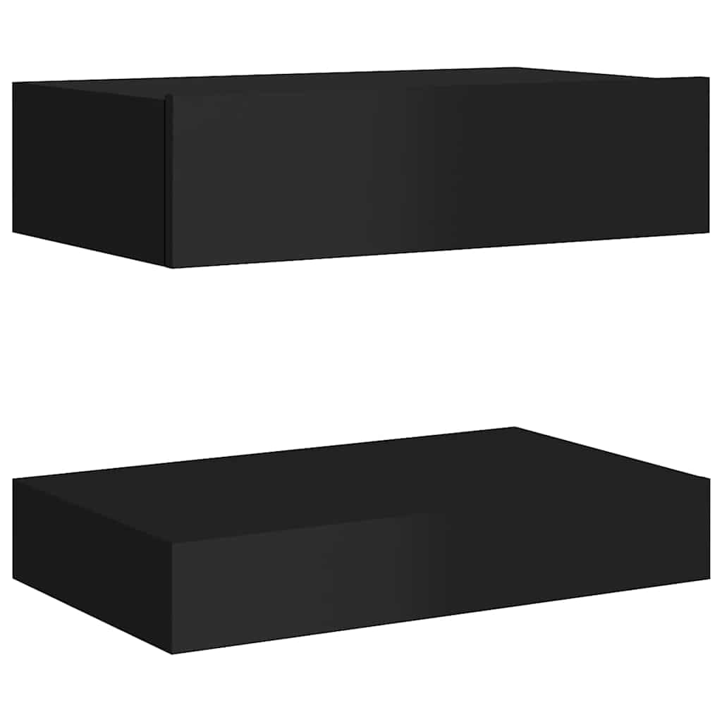 TV Cabinet with LED Lights High Gloss Black 60x35 cm