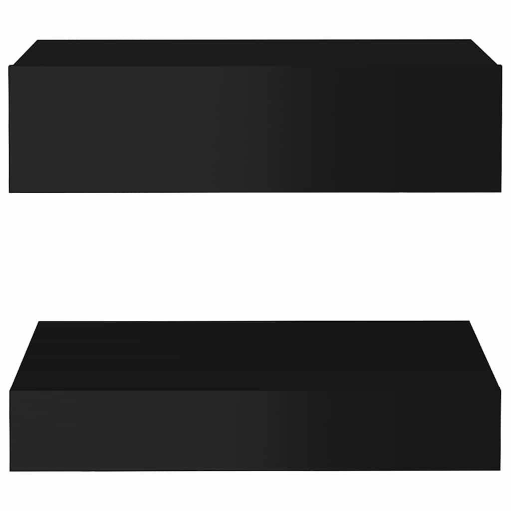 TV Cabinet with LED Lights High Gloss Black 60x35 cm