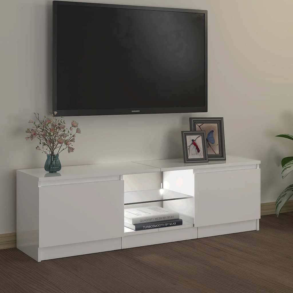 TV Cabinet with LED Lights High Gloss White 120x30x36 cm