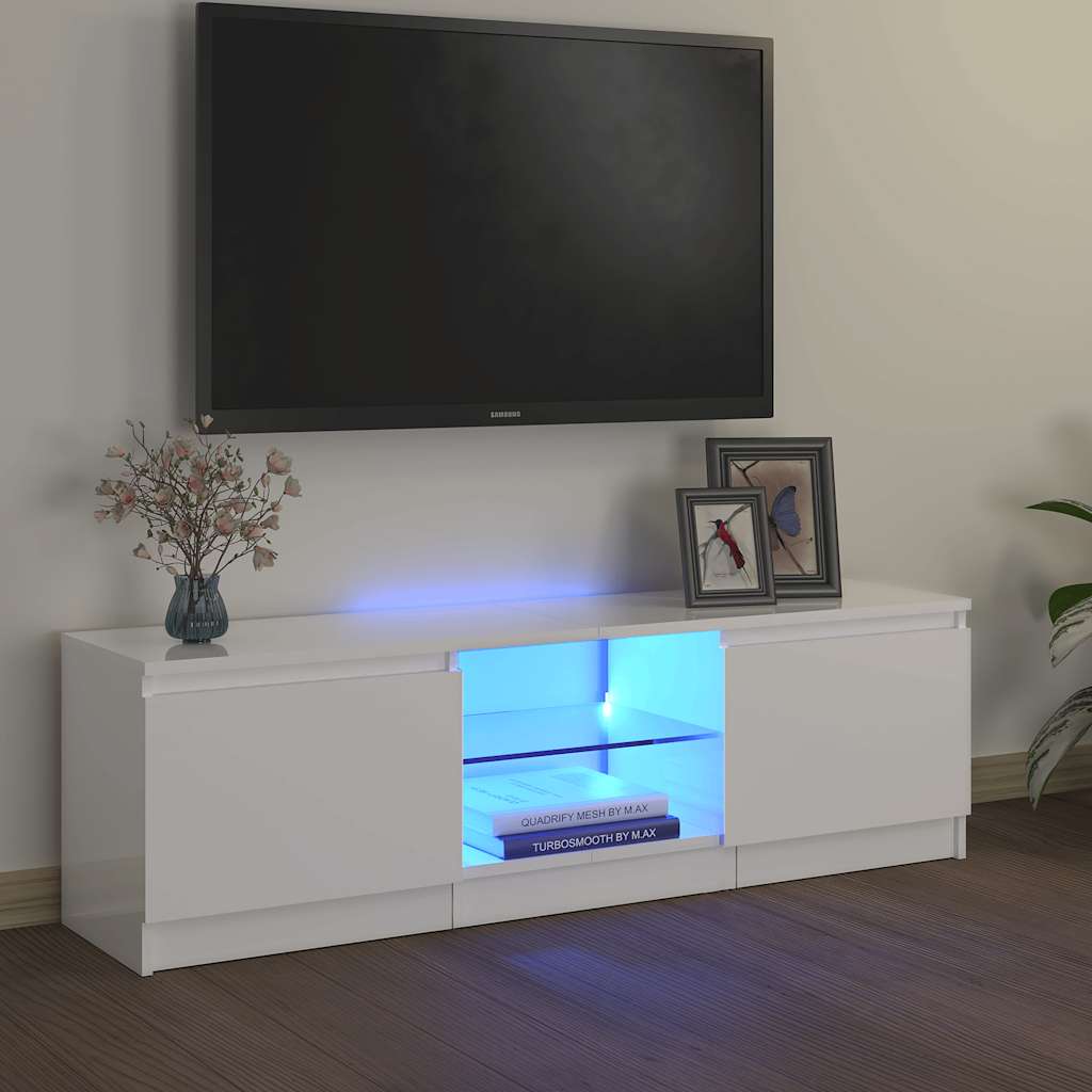 TV Cabinet with LED Lights High Gloss White 120x30x36 cm