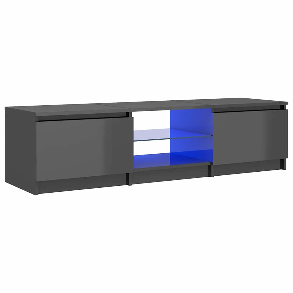 TV Cabinet with LED Lights High Gloss Grey 140x40x36 cm