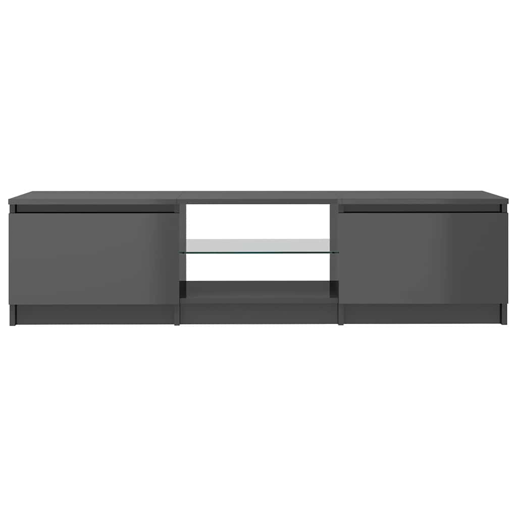 TV Cabinet with LED Lights High Gloss Grey 140x40x36 cm