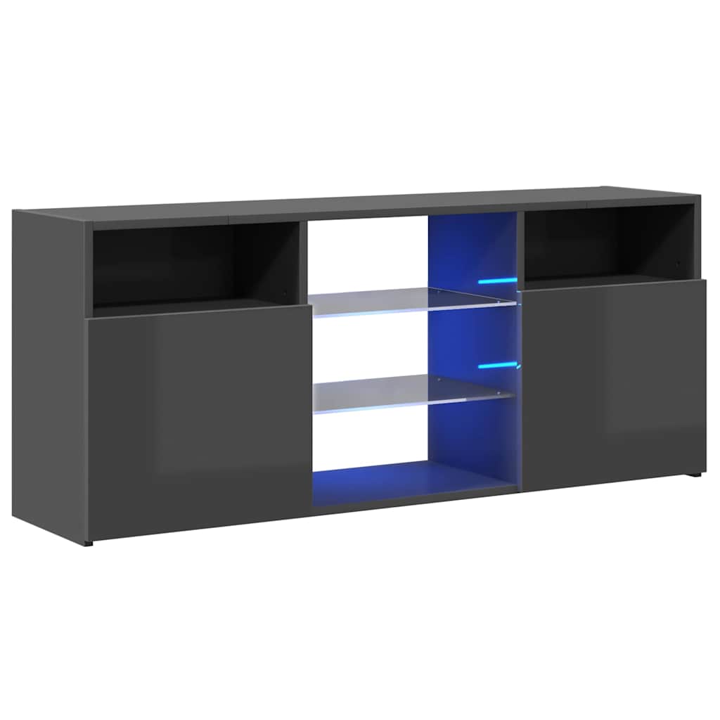 TV Cabinet with LED Lights High Gloss Grey 120x30x50 cm