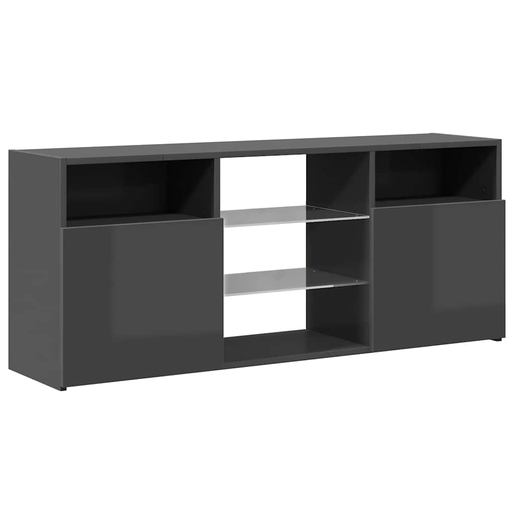 TV Cabinet with LED Lights High Gloss Grey 120x30x50 cm