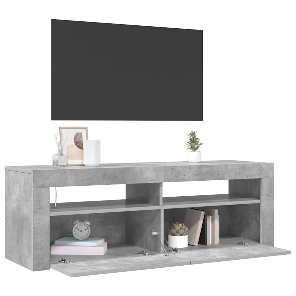 TV Cabinet with LED Lights Concrete Grey 120x35x40 cm