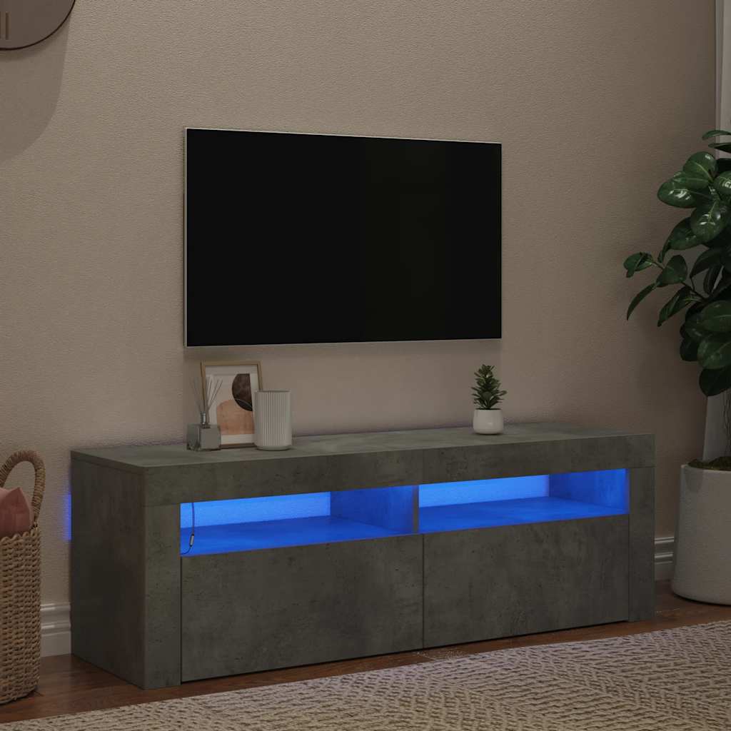 TV Cabinet with LED Lights Concrete Grey 120x35x40 cm