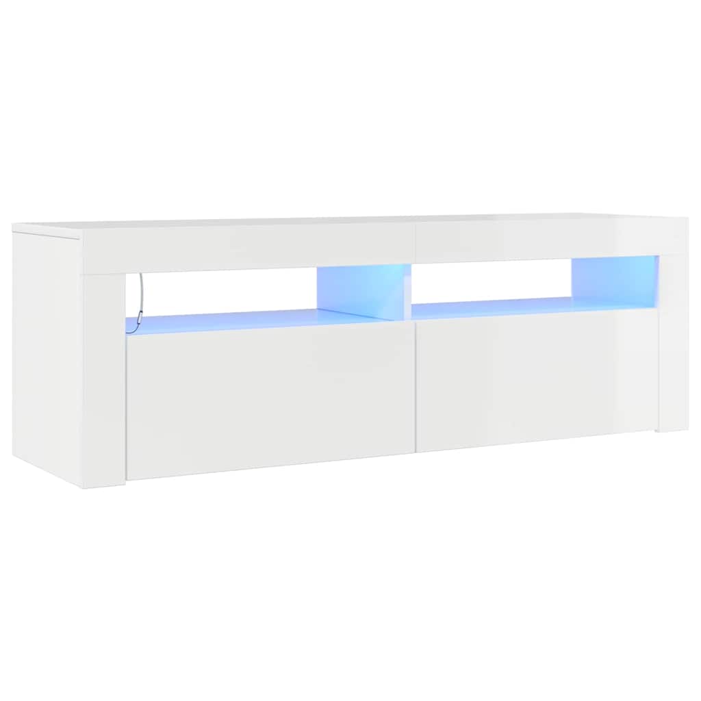 TV Cabinet with LED Lights High Gloss White 120x35x40 cm