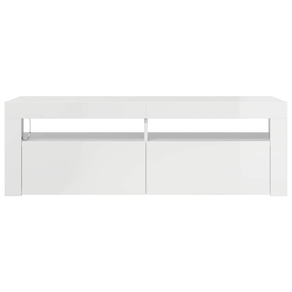 TV Cabinet with LED Lights High Gloss White 120x35x40 cm