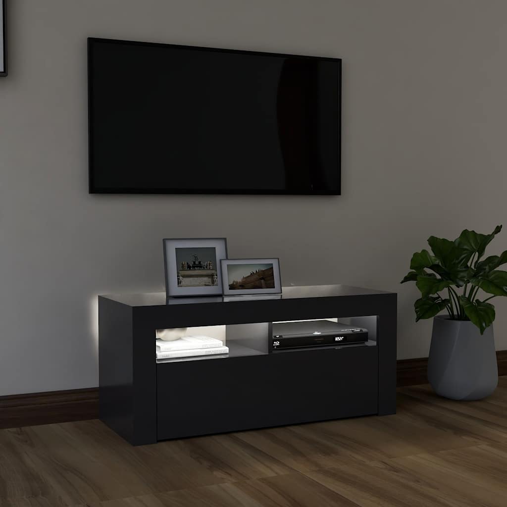 TV Cabinet with LED Lights Grey 90x35x40 cm
