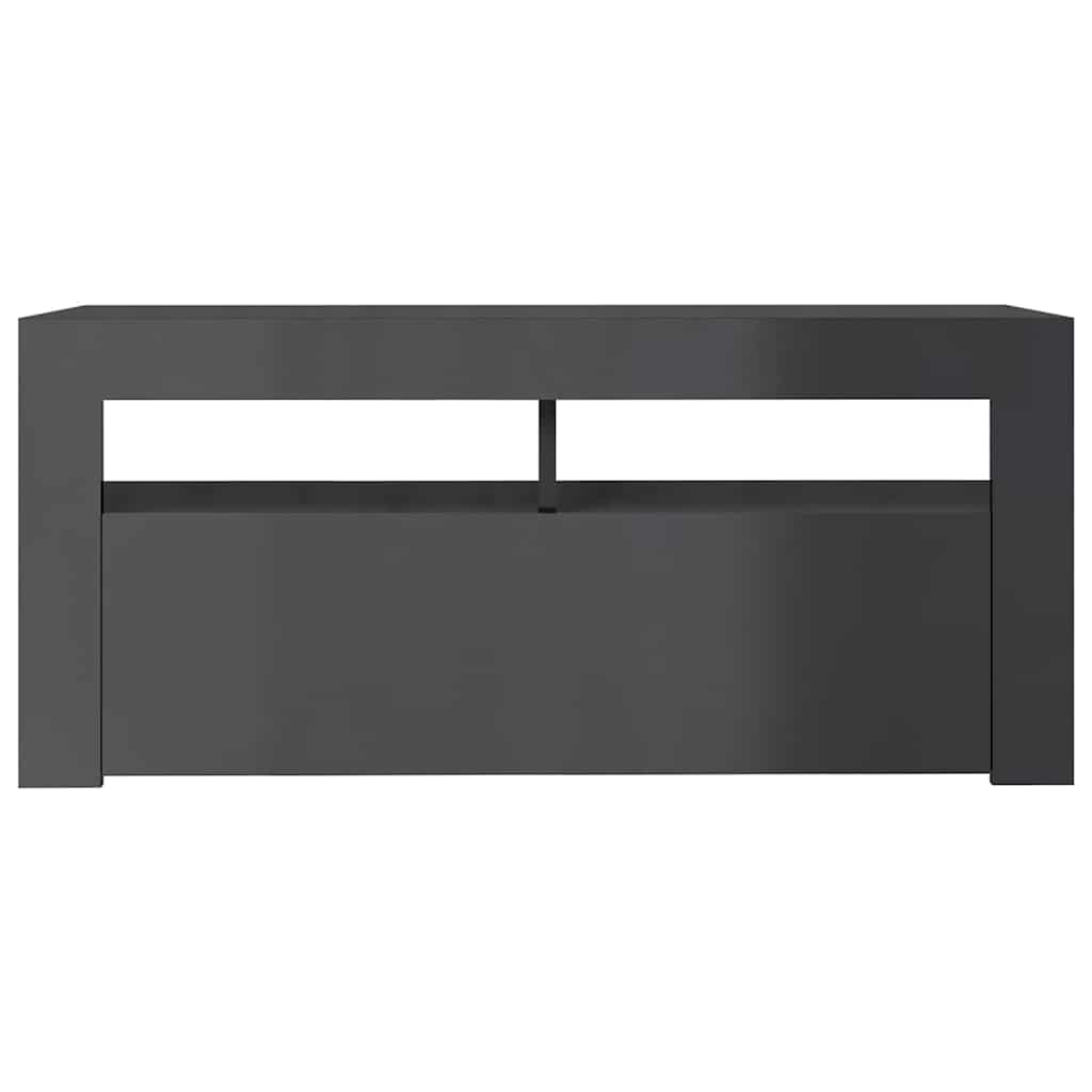 TV Cabinet with LED Lights High Gloss Grey 90x35x40 cm